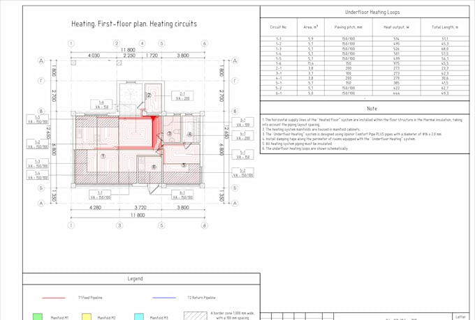 design underfloor heating for 2 story house